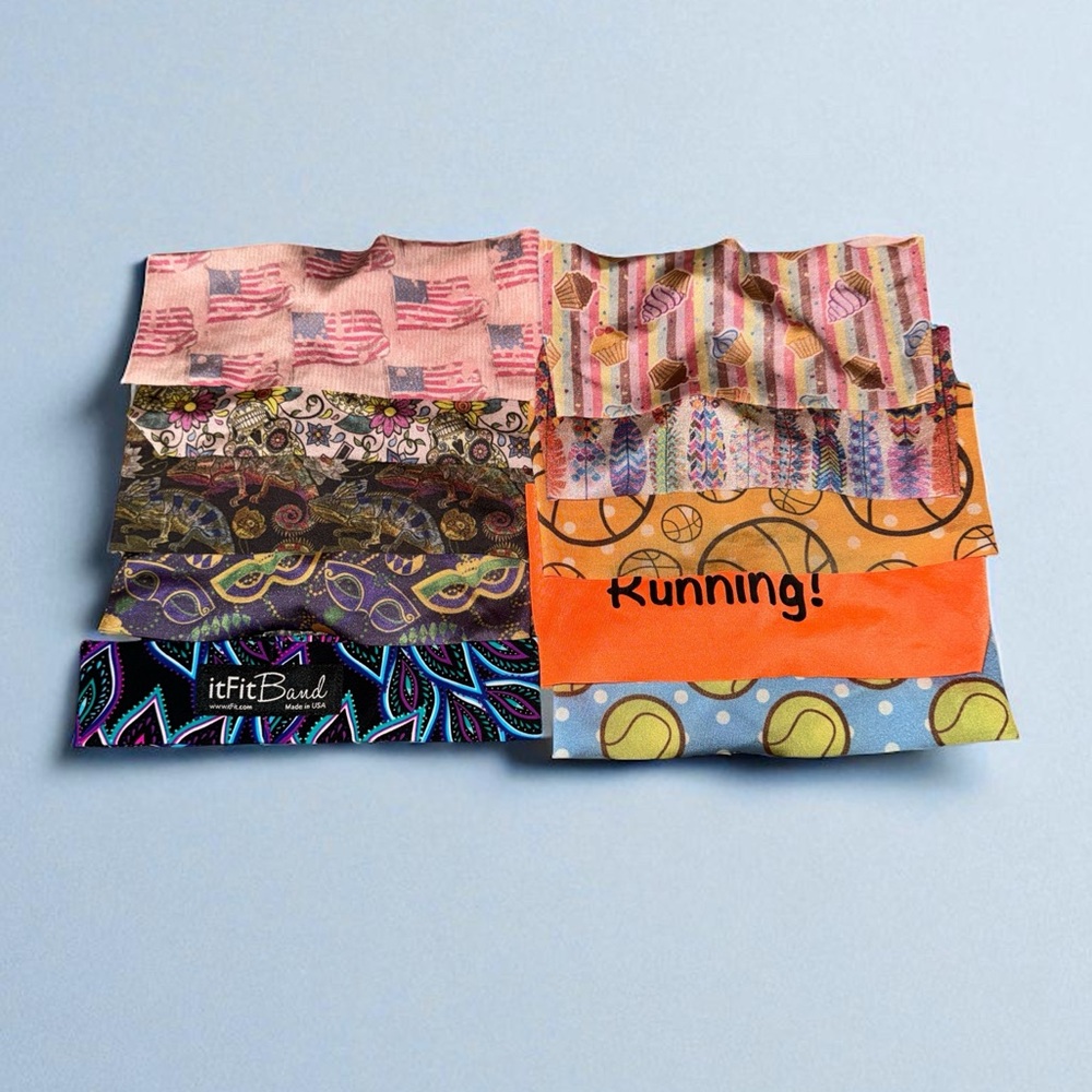 Colorful Patterned Headbands Set (10) Pieces
